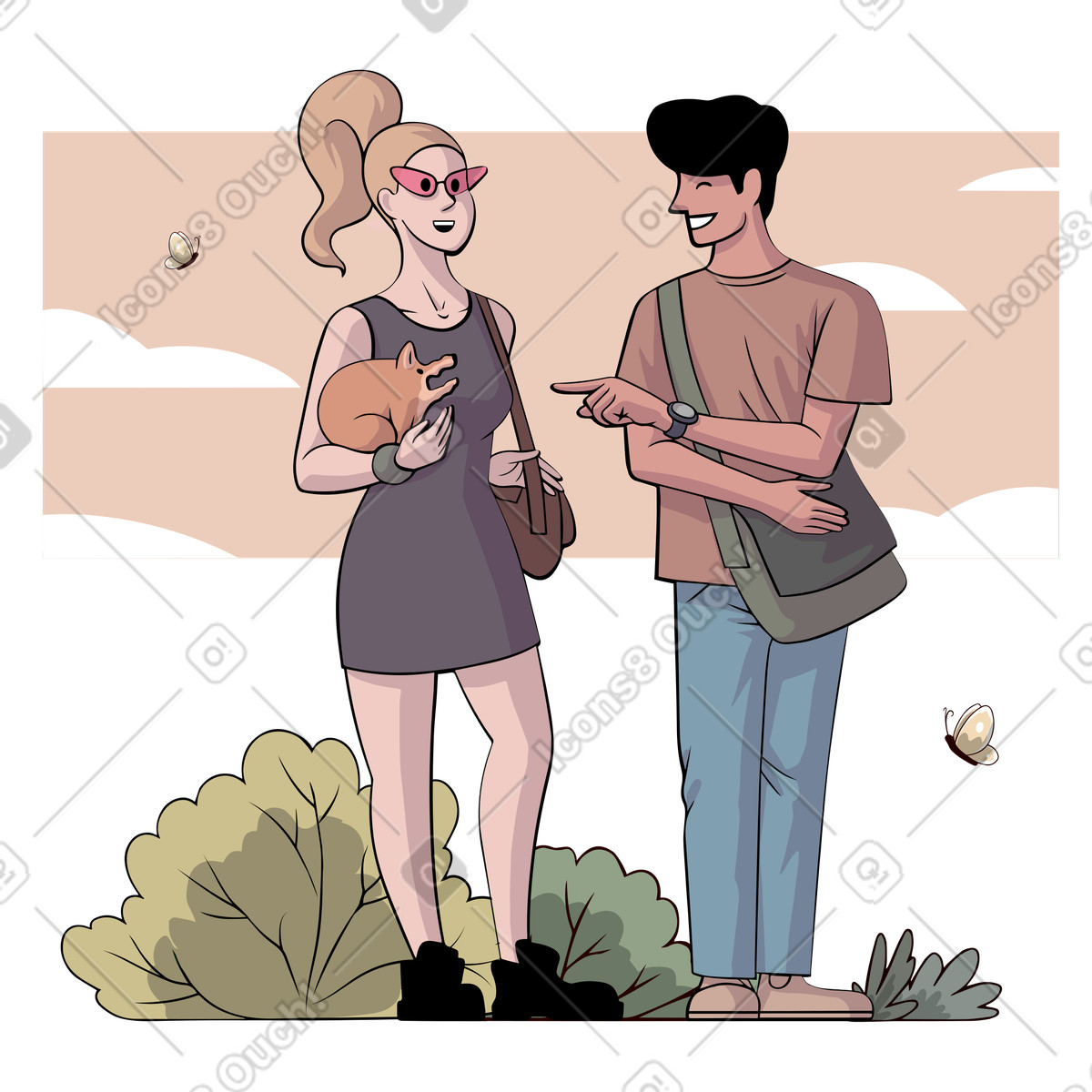 Reden über ein date-Illustration im Eastwood-Stil als Download in PNG, SVG