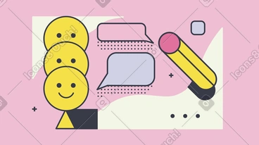 Chat Bubble Messaging Illustration, Happy Customer Feedback Illustration PNG, SVG