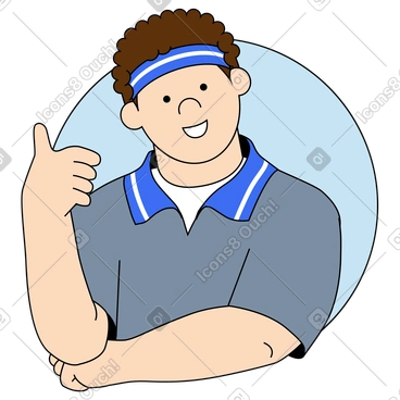 머리띠를 두르고 엄지손가락을 치켜든 스포티한 남자 PNG, SVG