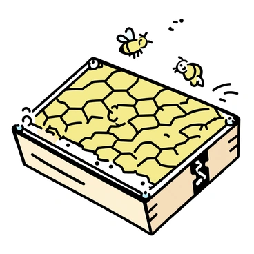 Cross-section of a bee hive illustrating the organization of honeycomb cells