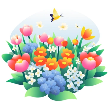 A garden with flowers arranged to form a symphonic pattern