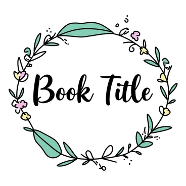 A book cover with the title "Book Title" prominently displayed in an elegant botanical font. The title is surrounded by intricately painted greenery, including detailed leaves and delicate flowers, creating a lush frame. The background is a soft, muted color that enhances the vibrant greens of the foliage. The overall composition is balanced and harmonious, emphasizing the title while showcasing the beauty of the botanical elements.