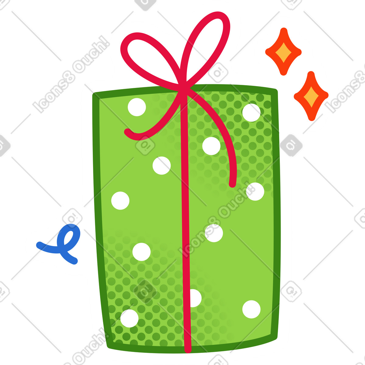 Grüne weihnachtsgeschenkbox-Illustration im Purrfect-Stil als Download in PNG, SVG