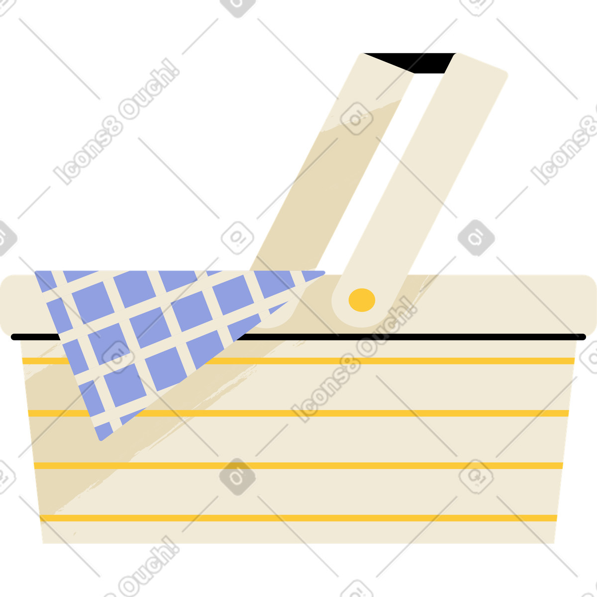 Illustration Panier pique-nique avec nappe dans le style Juicy à télécharger aux formats PNG, SVG