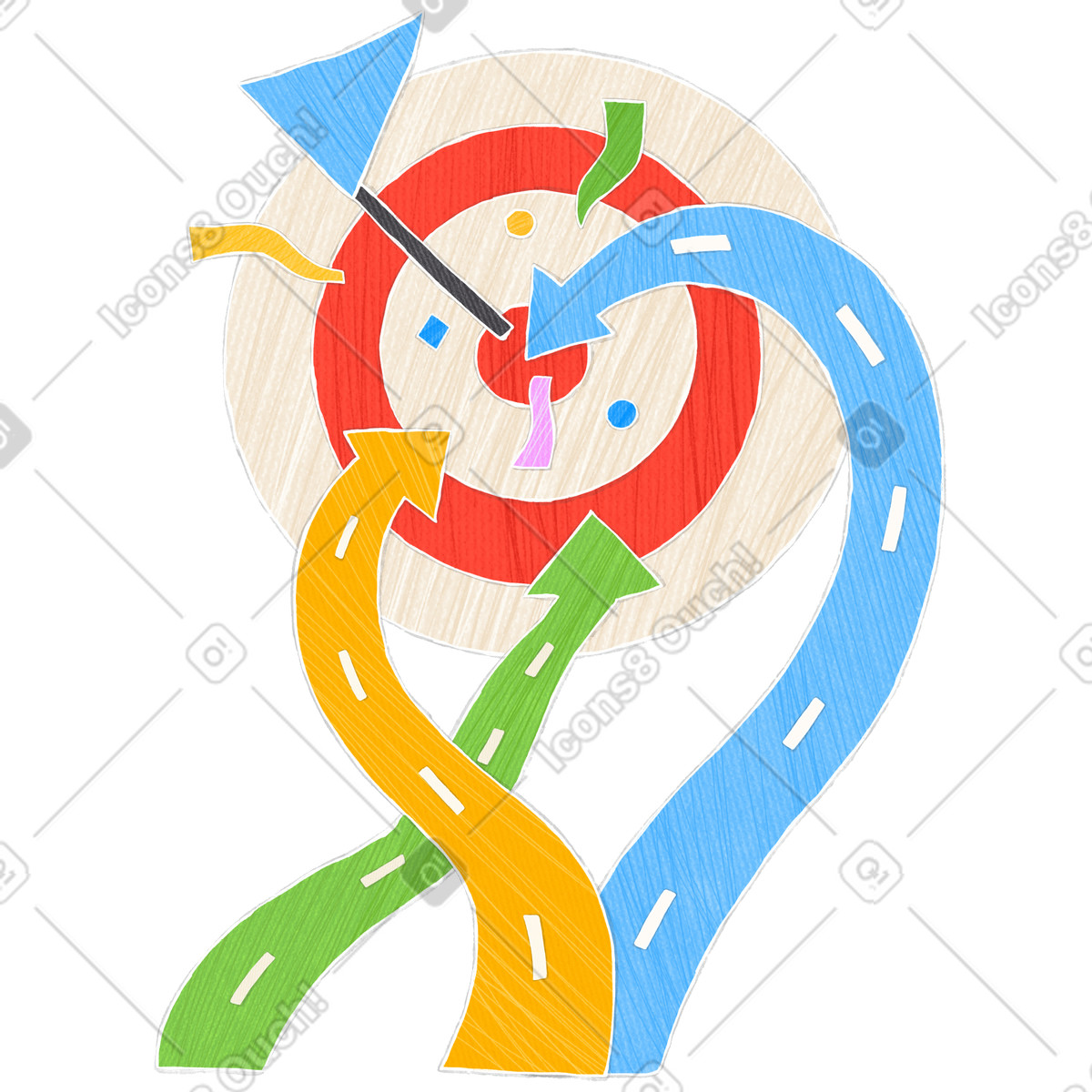 Roads leading to the goal illustration in Crafty style download in PNG, SVG