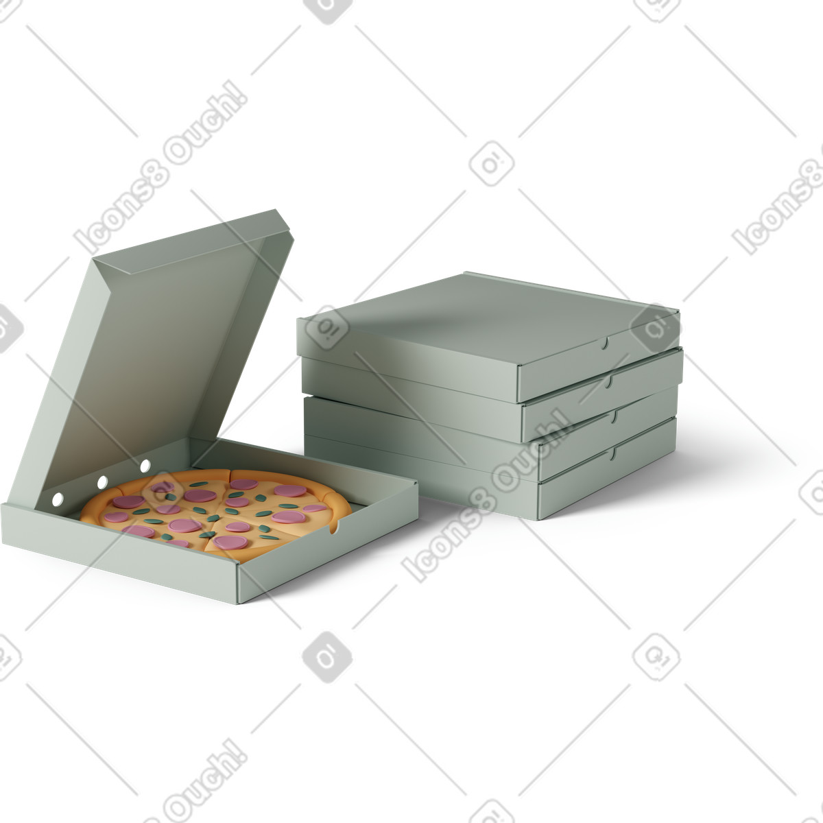 Ilustración Pizza boxes en estilo 3D Casual life a descargar en PNG y SVG