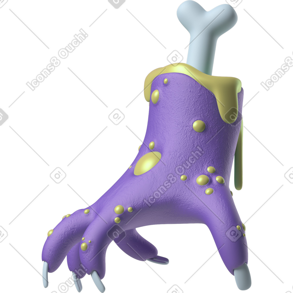 Ilustração de Vista lateral uma mão zumbi roxa em no estilo 3D Hands Fun&Wild para baixar em PNG, SVG