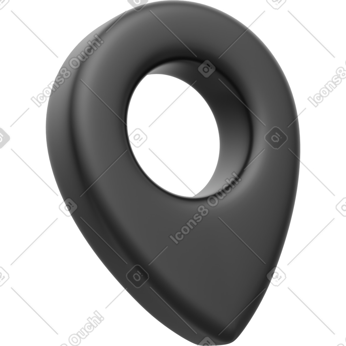 Illustration Icône d'épingle de localisation, symbole marqueur carte, point navigation noir dans le style 3D Playful à télécharger aux formats PNG, SVG