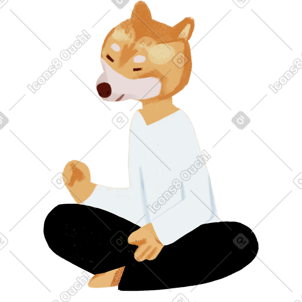 Mr shiba-Illustration im Ikigai-Stil als Download in PNG, SVG