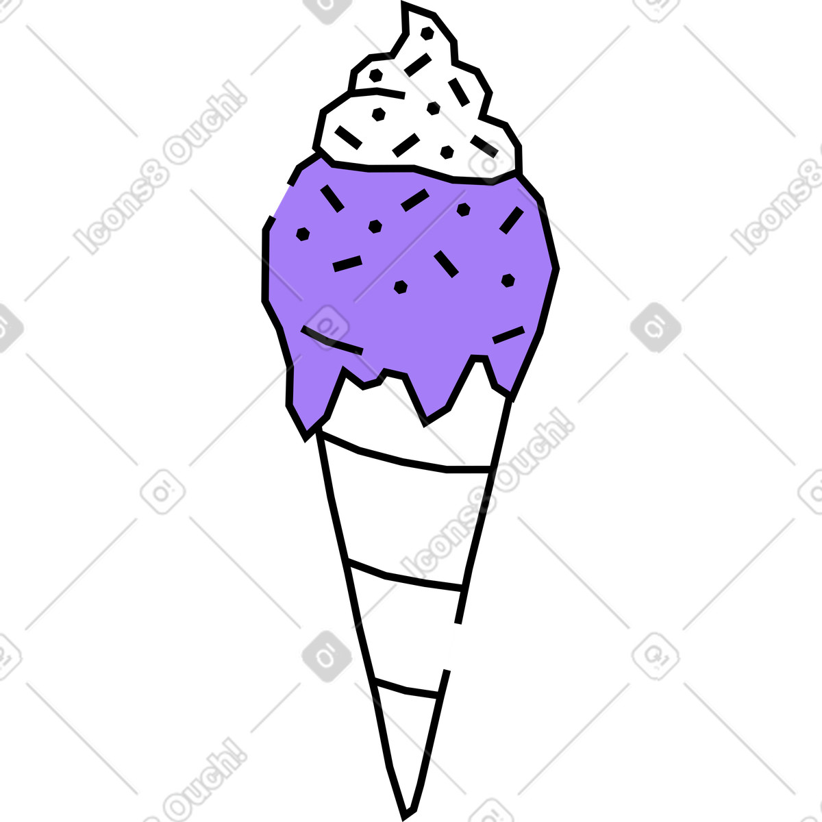 Ice cream cone illustration in Amethyst style download in PNG, SVG