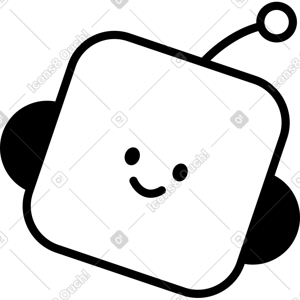 Notion Line Art スタイルの Chatbot square face icon with smile and rounded corners のイラストをPNG、SVG形式でダウンロード