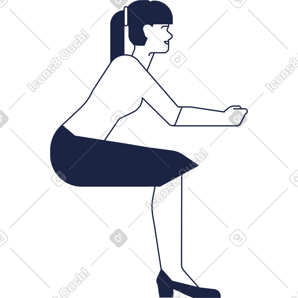 Ilustración Woman sitting en estilo Urban Line a descargar en PNG y SVG
