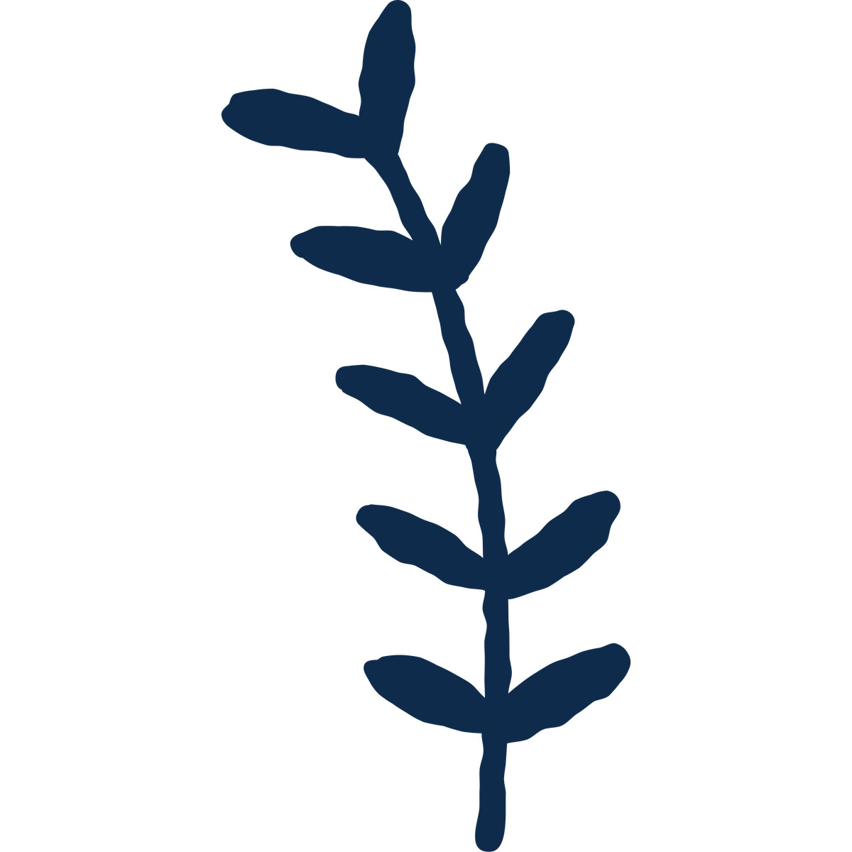 Ilustração de Botanical leafy stem silhouette with dark blue color em no estilo Cherry para baixar em PNG, SVG