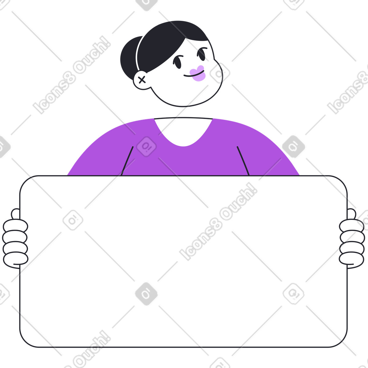 Frau mit banner-Illustration im Grapy-Stil als Download in PNG, SVG