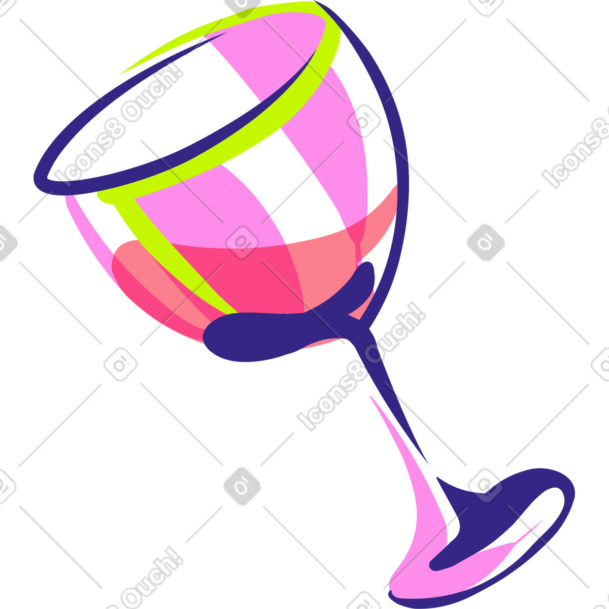 Bicchiere di vino illustrazione in stile Glam scarica in PNG, SVG