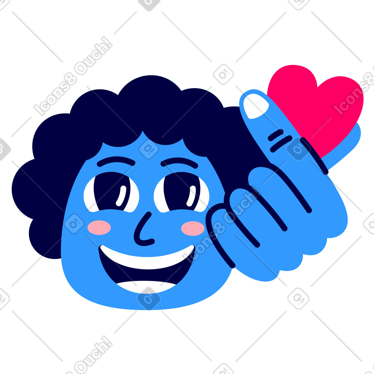 Rondy Stickers 스타일의 사랑에 빠진 남자 일러스트레이션 PNG, SVG 다운로드