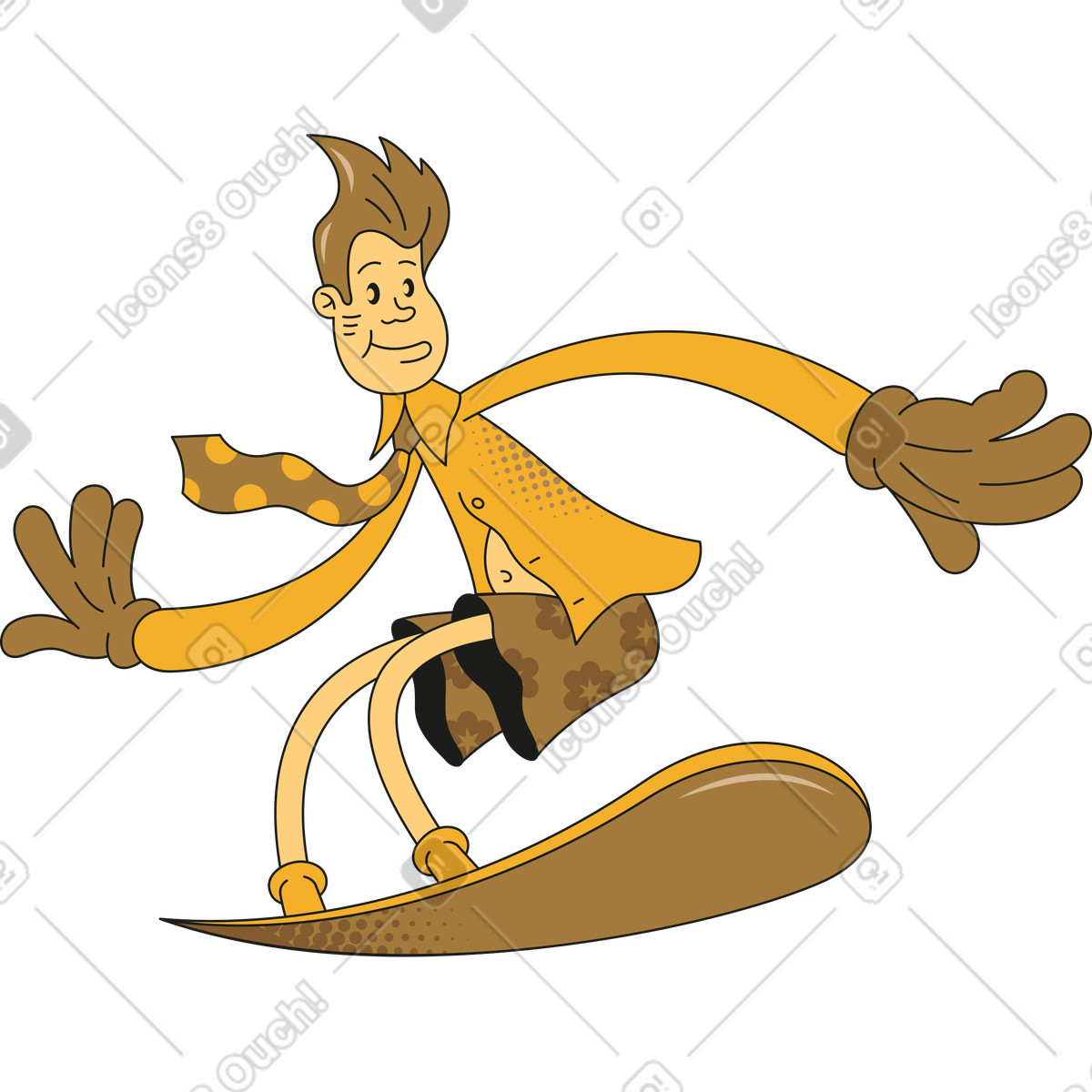 Uomo su una tavola da surf illustrazione in stile Rubber scarica in PNG, SVG