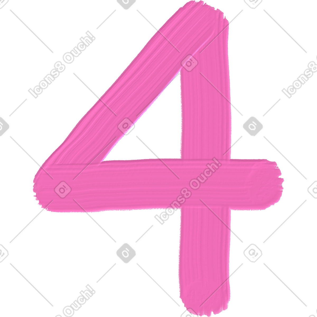 Pink number four illustration in Scrapbooking style download in PNG, SVG