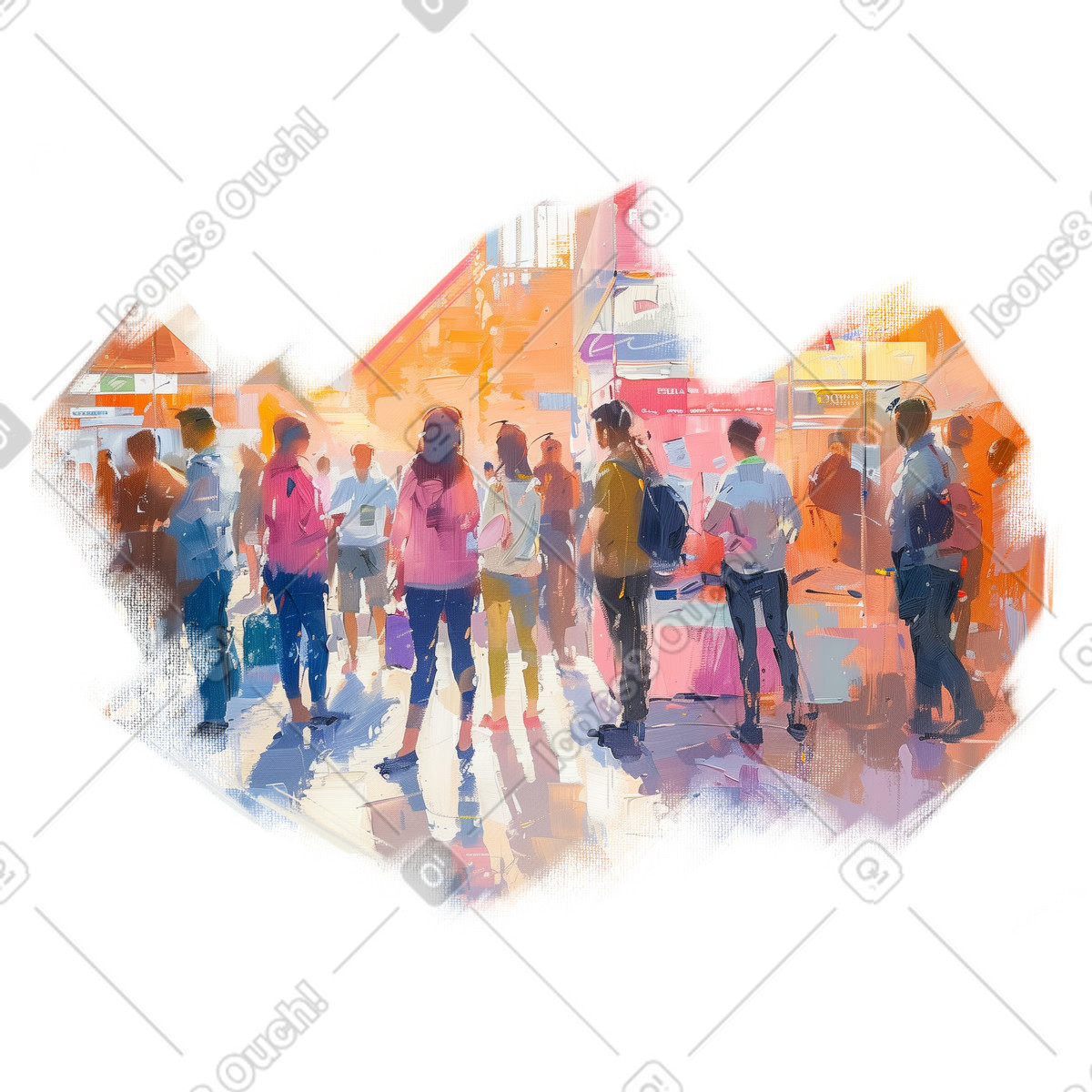 Oil painting of a trade show illustration in Pictorial style download in PNG, SVG