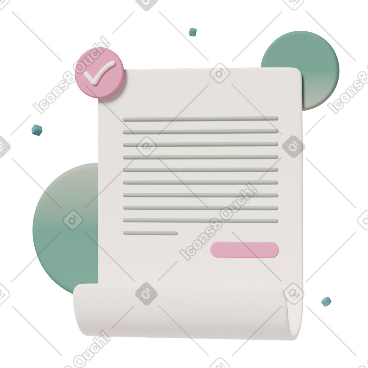 Contract checkmark button illustration in 3D Casual life style download in PNG, SVG