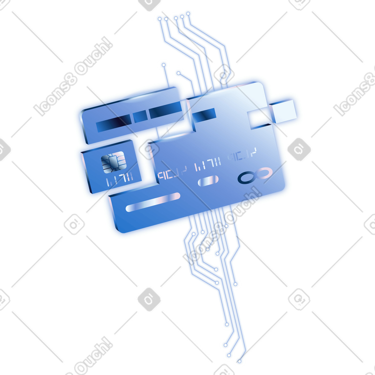 Иллюстрация Credit card microchip technology concept for secure digital payment processing в стиле Dimension — скачать в форматах PNG, SVG