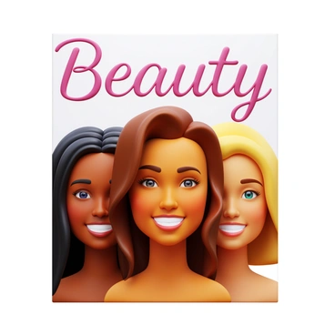 A beauty magazine cover featuring three smiling faces with smooth, radiant skin. Each face displays a different skin tone, showcasing diversity. The first face has long, flowing black hair and bright, engaging eyes. The second face has wavy brown hair styled elegantly and a warm smile. The third face features short blonde hair, glowing skin, and a cheerful expression. The magazine title is prominently displayed at the top in bold, elegant font.