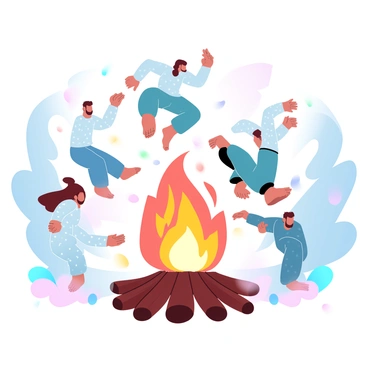 People jumping over bonfires during the Chaharshanbe Suri festival, part of Nowruz celebrations