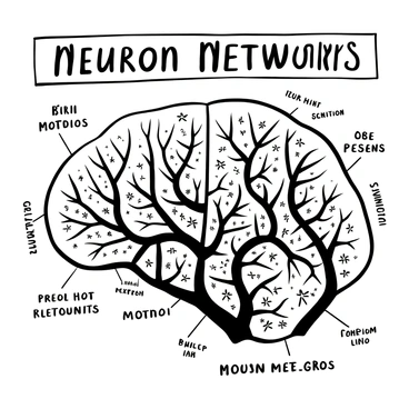 A detailed illustration of a neuron network within a mouse brain