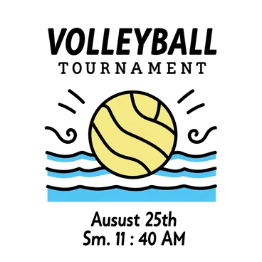 A retro-style poster advertising a volleyball tournament with bold typography