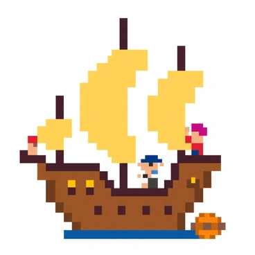 A lively pirate crew on a vintage wooden ship, with various pirates dressed in traditional pirate attire, including hats and bandanas, working together on deck. The ship has sails billowing in the wind, and there are ropes and barrels scattered around. The pirates are engaged in activities such as navigating, climbing the rigging, and preparing for an adventure at sea.