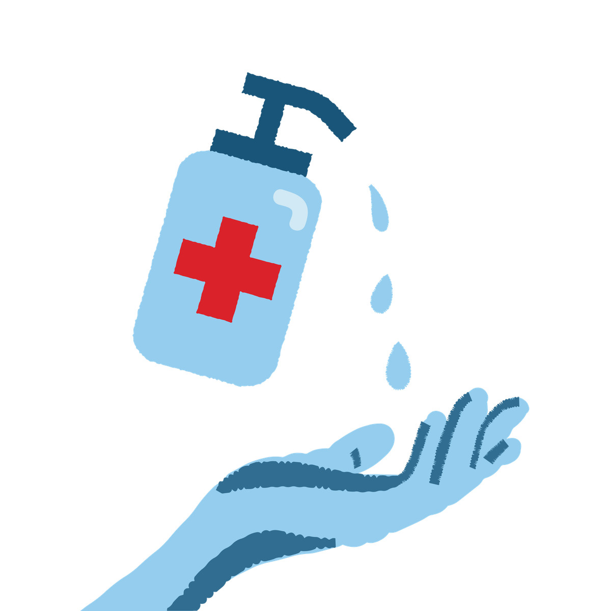 Ilustração de Hand applying antibacterial sanitizer em no estilo Cherry para baixar em PNG, SVG