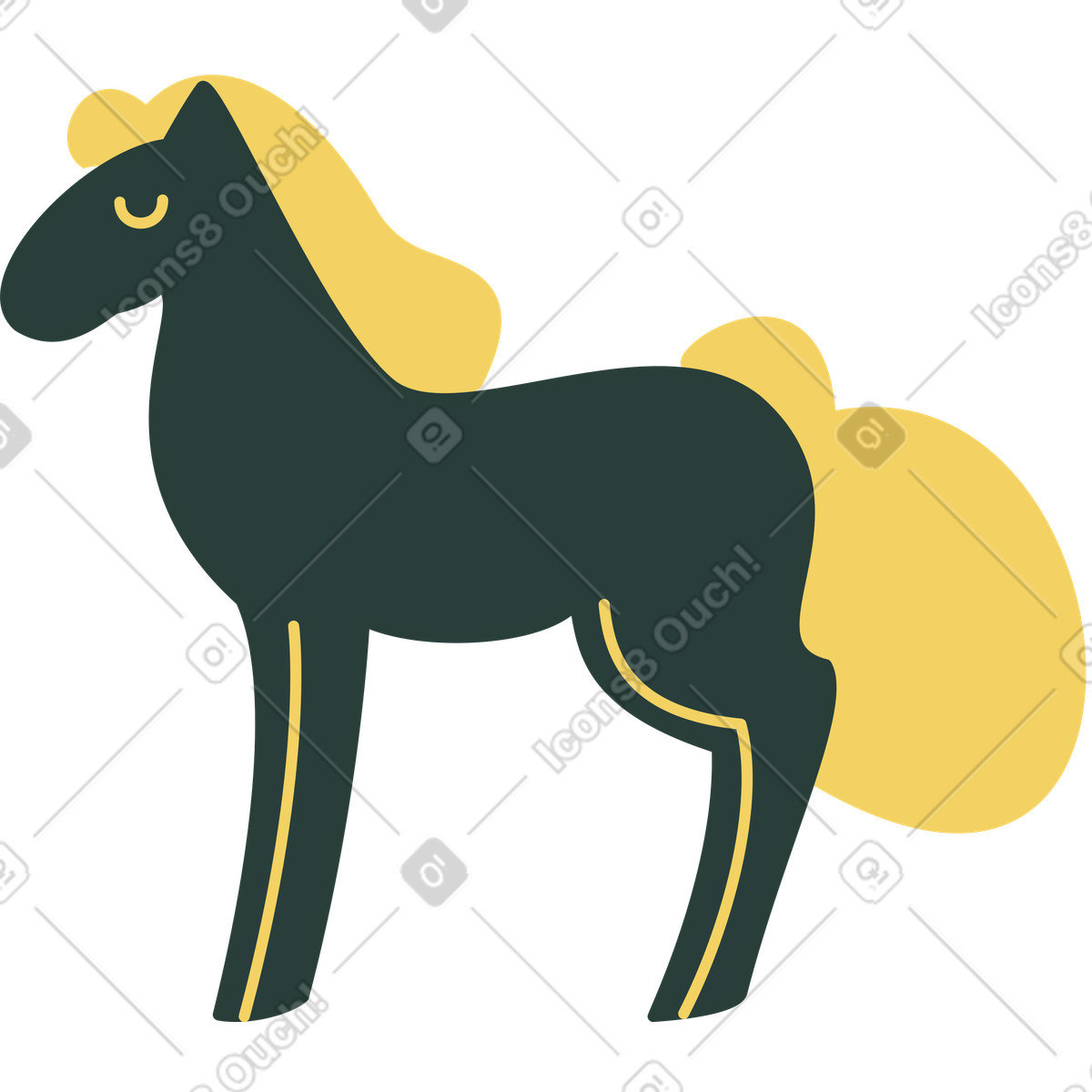 Ilustração de Cavalo em no estilo Macaroni para baixar em PNG, SVG