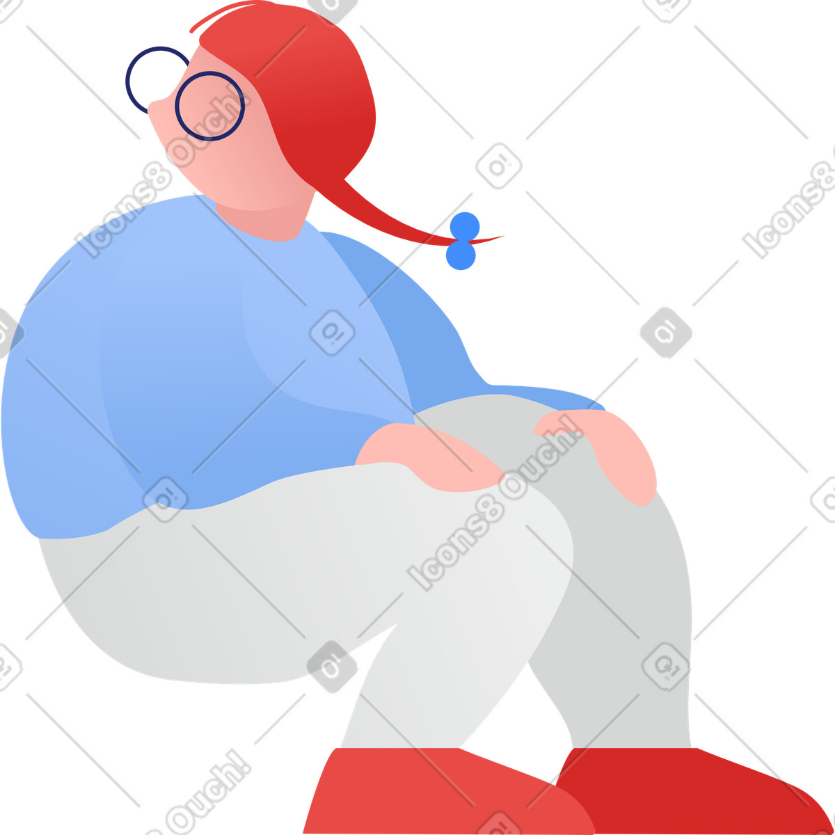 下载 Clip 风格的 Fat girl sitting 插画，支持 PNG、SVG 格式