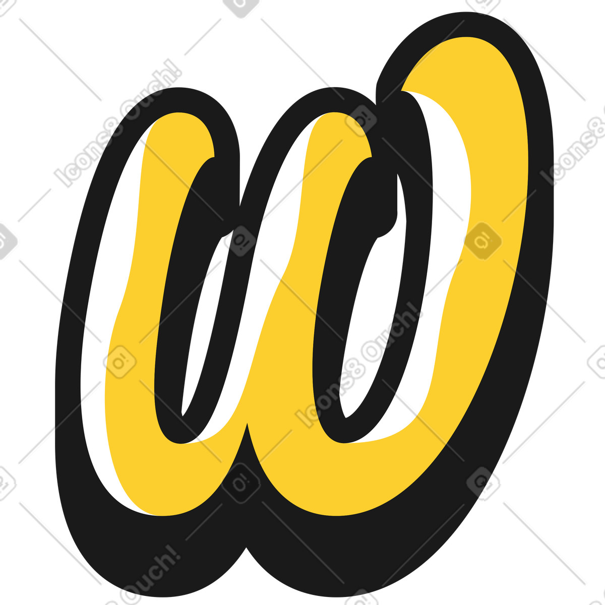 Ilustración Letra minúscula w en estilo Taxi a descargar en PNG y SVG