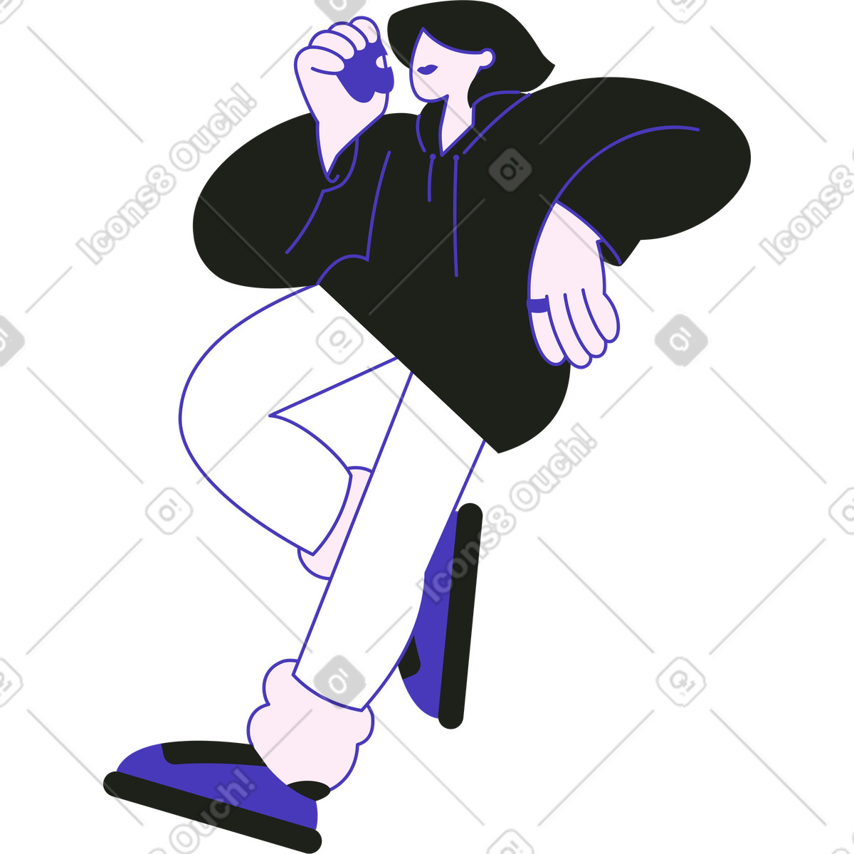 Ilustración Mujer de pie con una manzana en estilo Blueberry a descargar en PNG y SVG