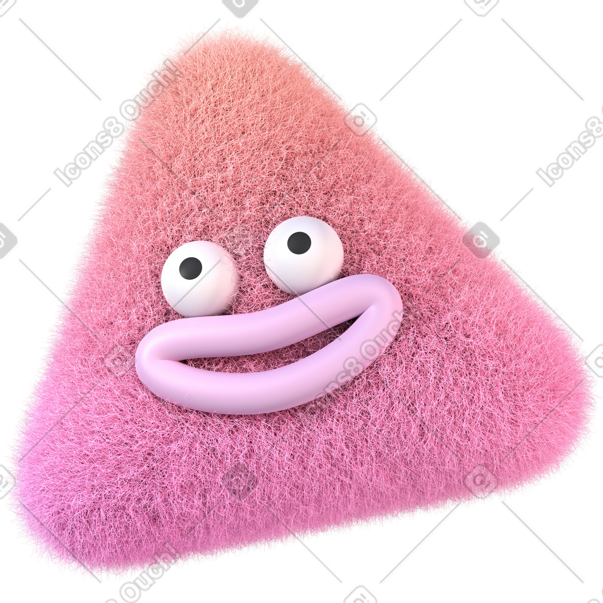 Ilustração de Penugem rosa alegre com olhos esbugalhados e um sorriso bobo em PNG e SVG