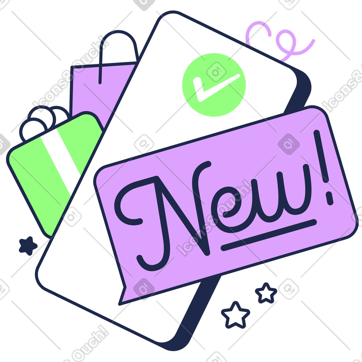 New notification message on smartphone, App or store update animated illustration in Outline style download in GIF, Lottie (JSON), AE