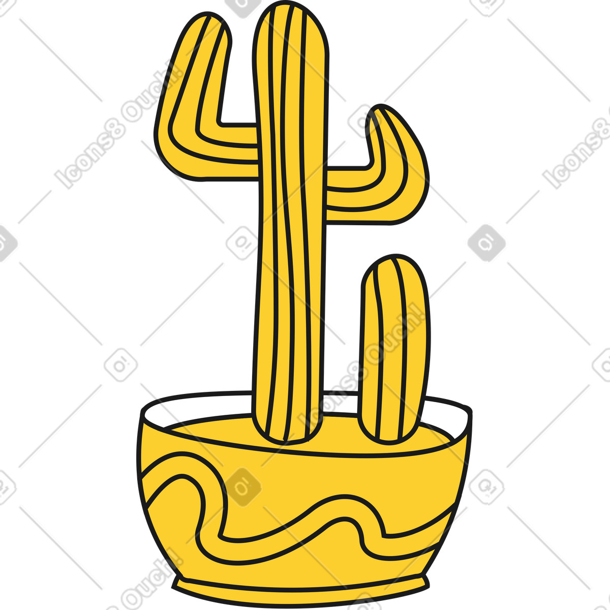 Cactus illustration in Taxi style download in PNG, SVG