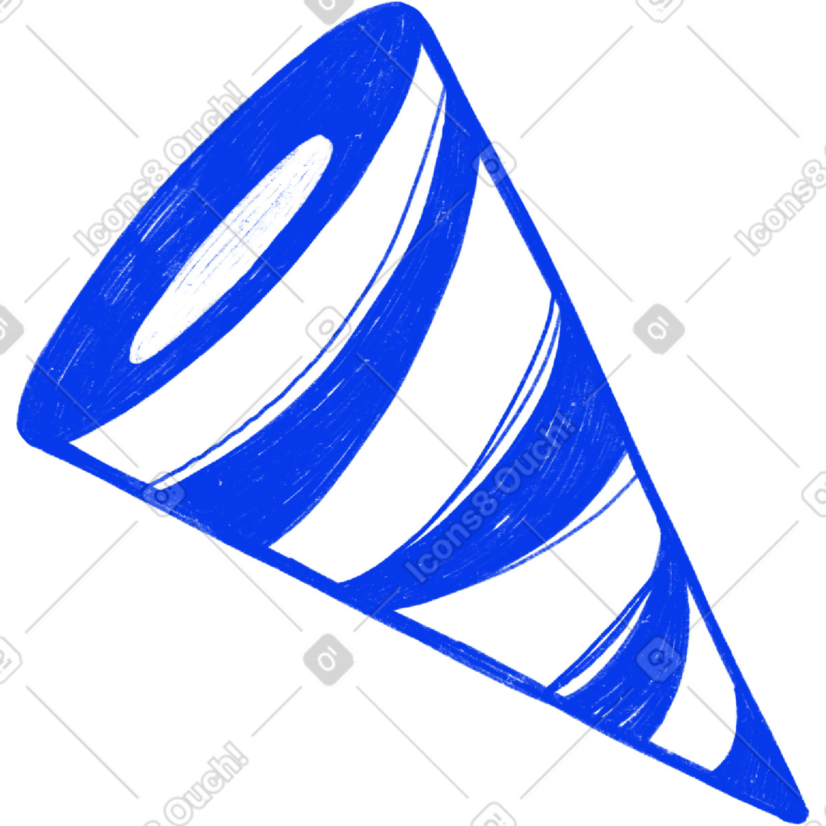 Biro スタイルの Blue clapper cone のイラストをPNG、SVG形式でダウンロード