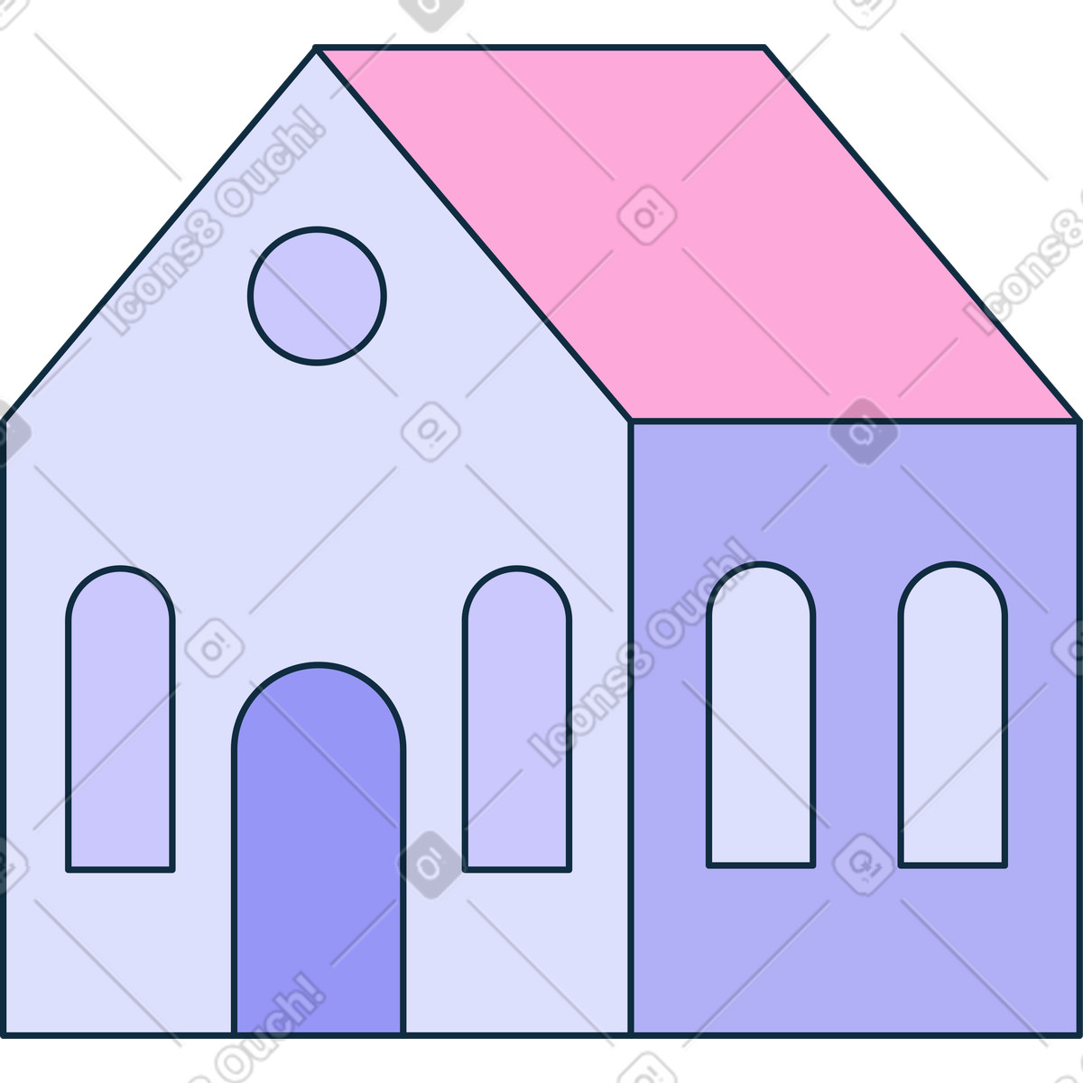 Ilustración Casa morada en estilo Bubble gum a descargar en PNG y SVG