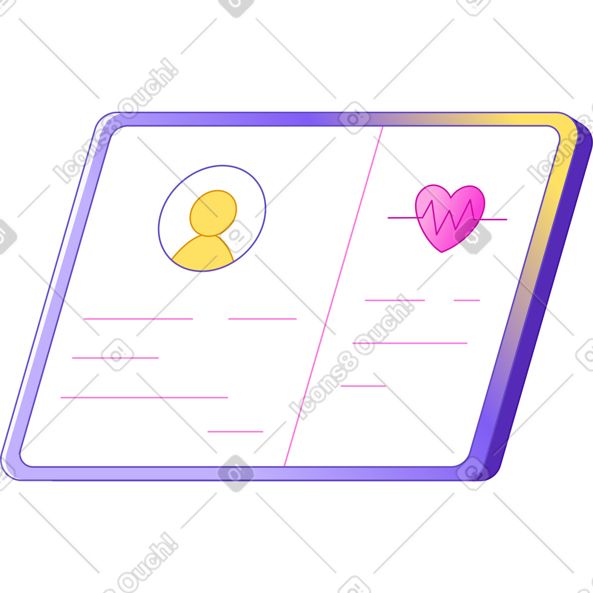 Illustration Tablette avec informations sur le patient dans style Rainbow à télécharger aux formats PNG, SVG