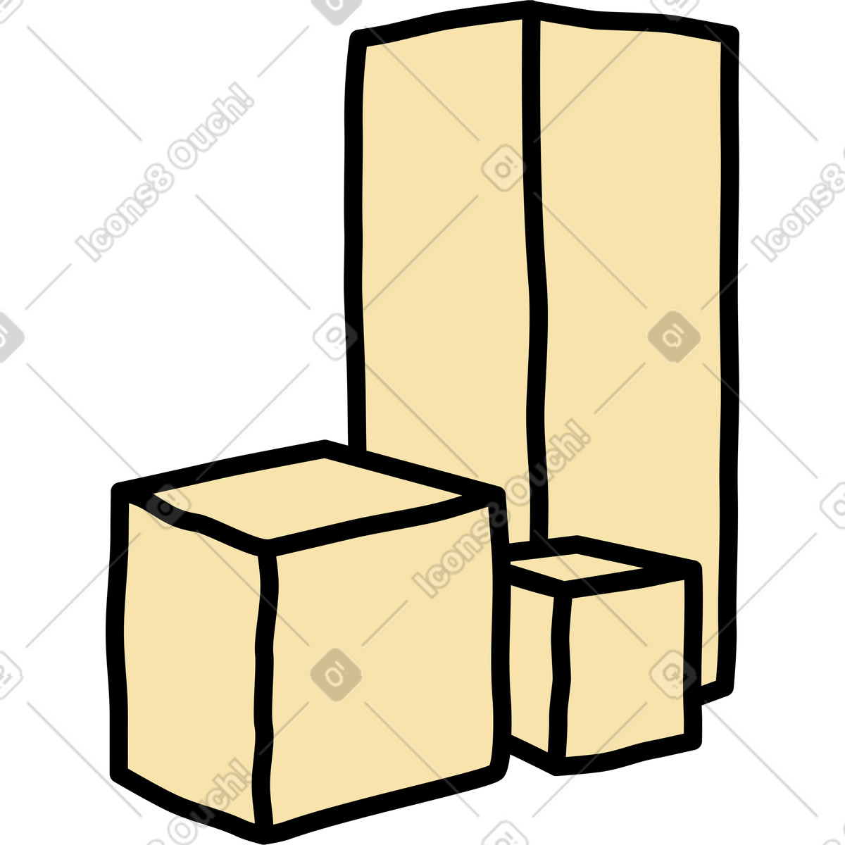Boxes illustration in Notes style download in PNG, SVG