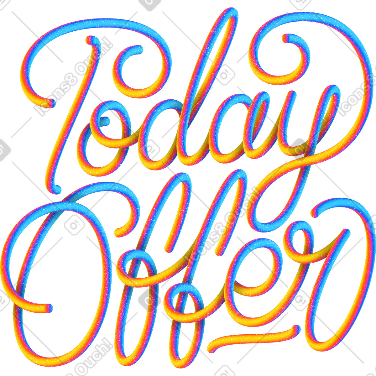 Ilustración Oferta de letras hoy con degradado y texto efecto 3d en estilo Lettering a descargar en PNG SVG