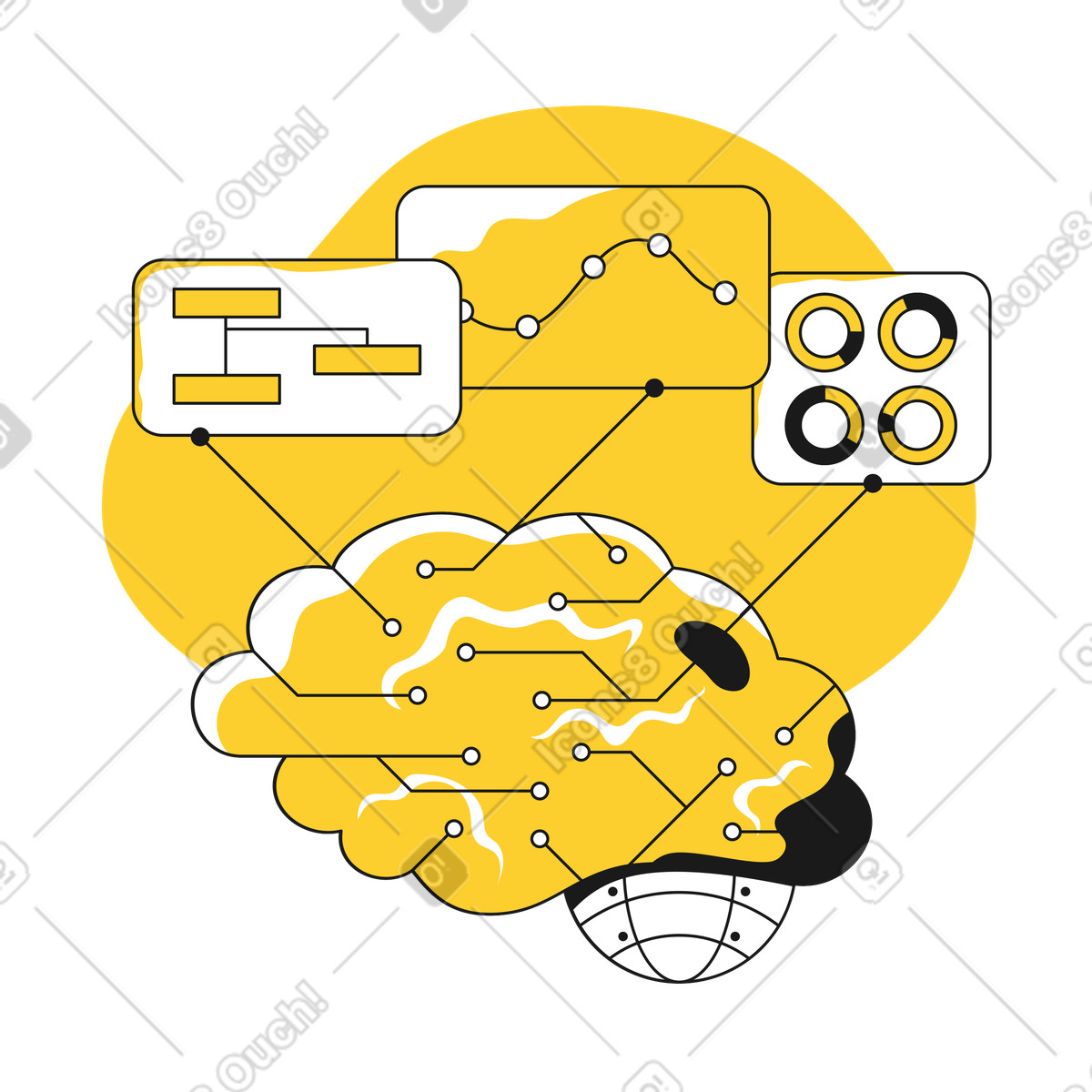 AI data analysis illustration in Taxi style download in PNG, SVG