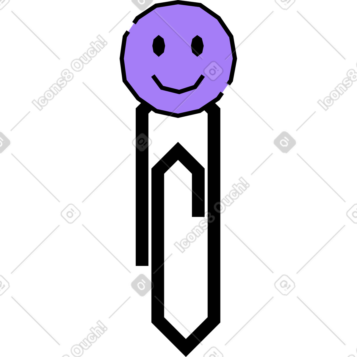 Ilustração de Clipe papel com uma carinha sorridente em no estilo Amethyst para baixar em PNG, SVG