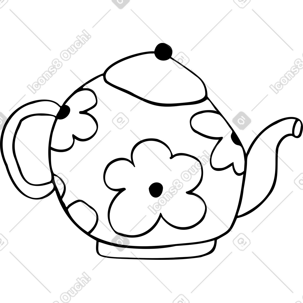 Ilustración Tetera en estilo Marks a descargar en PNG y SVG