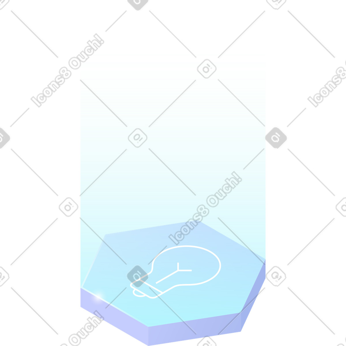 Ilustración Icono de bombilla hexagonal brillante en estilo Quantum a descargar en PNG y SVG