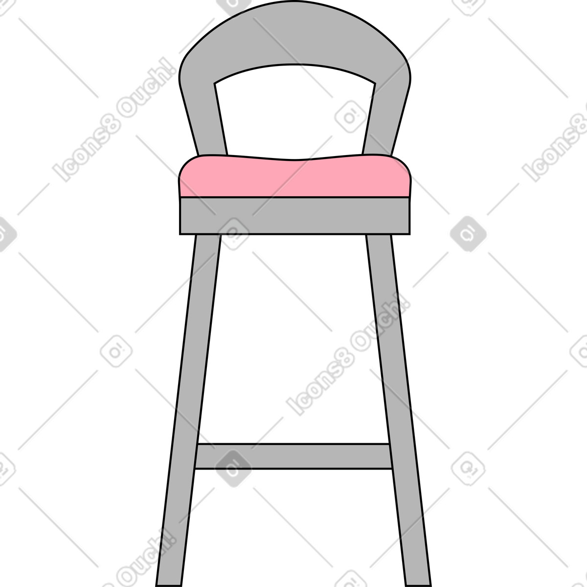 Ilustración Taburete de bar en estilo Kindy a descargar en PNG y SVG