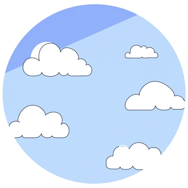 A time-lapse illustration depicting multiple fluffy white clouds expanding and morphing in shape against a clear blue sky. The clouds vary in size, some small and puffy, while others are larger and more elongated. The sky is a vibrant blue with smooth transitions between different shades. The overall composition captures the dynamic movement of the clouds as they drift and transform.