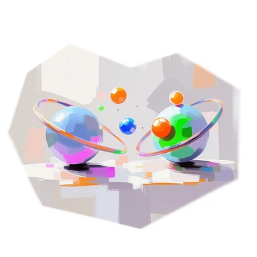 Two atoms are depicted in a dynamic interaction. One atom, represented with a blue hue, is shown in a reactive pose, visibly losing an electron, which is illustrated as a small, glowing sphere detaching from its outer shell. The second atom, shown in a green hue, is positioned nearby, with its outer shell appearing to attract the lost electron. The background is neutral, allowing the focus to remain on the exchange between the two atoms.